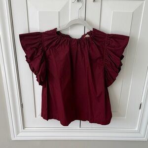 Ulla Johnson Burgundy Ruffle Blouse
